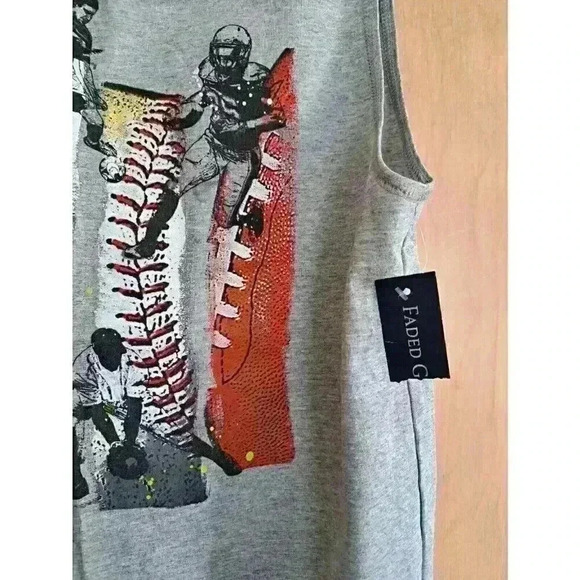 Faded Glory Boys 2XL 18 Graphic Tank Top Gray Red Game on 24/7 NWT - Picture 6 of 6